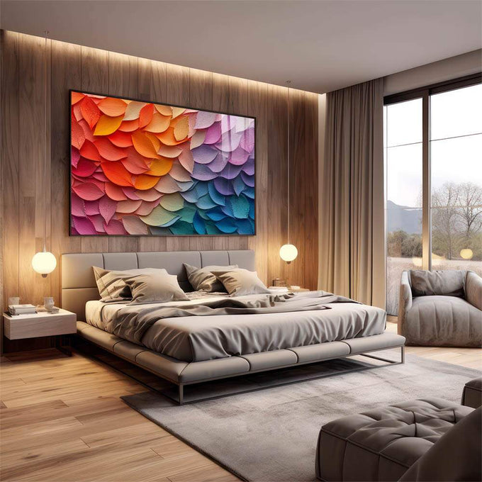Quadro Decorativo Pétalas Abstratas Arte Moderna - quadros decorativos para sala 1 Tela, 1 Tela Horizontal - em living room premium
