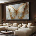Quadro Decorativo Borboletas Douradas Elegância e Natureza - quadros decorativos para sala 1 Tela, 1 Tela Horizontal - em ambiente decorado