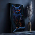 Quadro Decorativo Olhar Profundo da Coruja Belezas da Natureza - quadros decorativos para sala 1 Tela Vertical, 3 Telas - em ambiente decorado