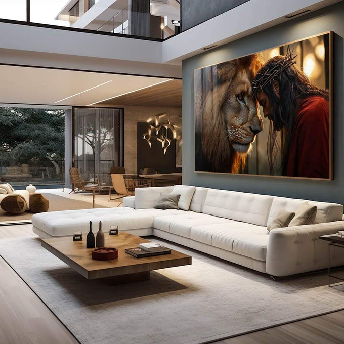 Quadro Decorativo União de Força e Fé Inspiração e Estilo - quadros decorativos para sala 1 Tela, 1 Tela Horizontal - em living room premium