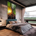 Quadro Decorativo Amanhecer da Árvore da Vida Harmonia e Beleza - quadros decorativos para sala 1 Tela Vertical, 3 Telas - em quarto contemporaneo