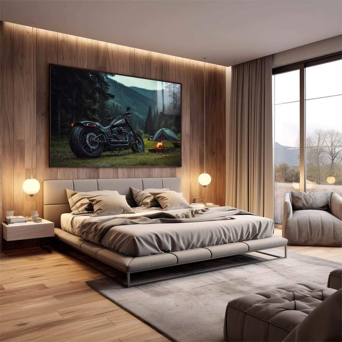 Quadro Decorativo de Acampamento  Simbolize a Paz e Tranquilidade - quadros decorativos para sala 1 Tela, 1 Tela Horizontal - em quarto contemporaneo