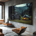 Quadro Decorativo de Acampamento  Simbolize a Paz e Tranquilidade - quadros decorativos para sala 1 Tela, 1 Tela Horizontal - em ambiente decorado