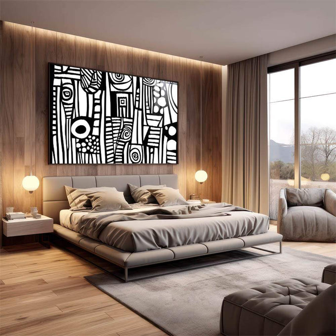 Quadro Decorativo Abstrato Desleixado Arte Única - quadros decorativos para sala 1 Tela, 1 Tela Horizontal - em quarto contemporaneo