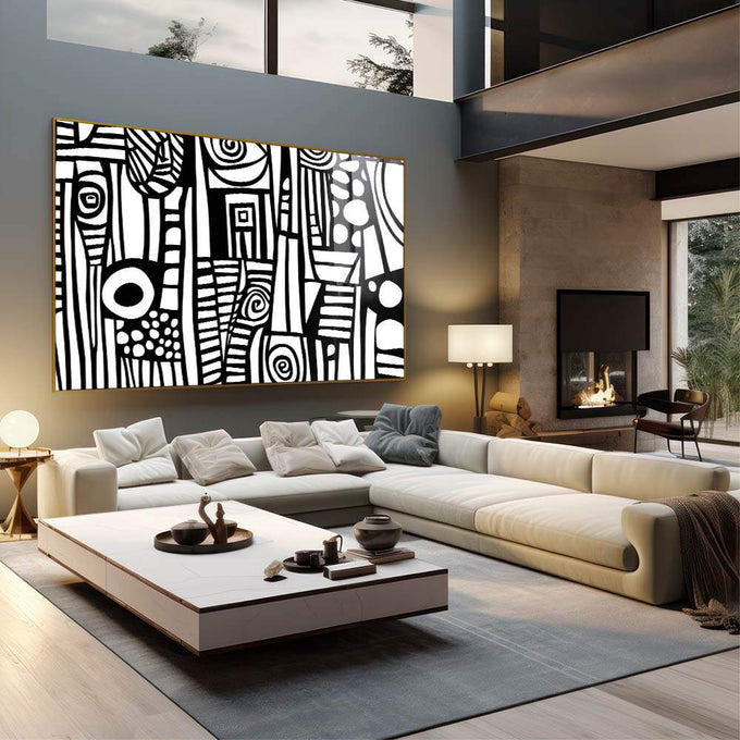 Quadro Decorativo Abstrato Desleixado Arte Única - quadros decorativos para sala 1 Tela, 1 Tela Horizontal - em living room premium