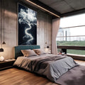 Quadro Decorativo Árvore da Vida Esfumaçada Elegância Natural - quadros decorativos 1 Tela Vertical, 3 Telas - em sala moderna