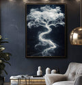 Quadro Decorativo Árvore da Vida Esfumaçada Elegância Natural - quadros decorativos para sala 1 Tela Vertical, 3 Telas - em ambiente decorado