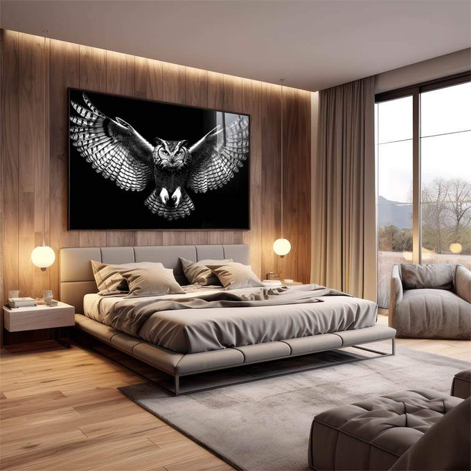 Quadro Decorativo A Elegância da Coruja - quadros decorativos para sala 1 Tela, 1 Tela Horizontal - em quarto contemporaneo