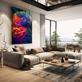 Quadro Decorativo Ave Magnífica Colorida Beleza e Sofisticação - quadros decorativos para sala 1 Tela Vertical, 3 Telas - em quarto contemporaneo