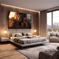 Quadro Decorativo Família Harmônica de Leões Beleza e Sofisticação - quadros decorativos para sala 1 Tela, 1 Tela Horizontal - em quarto contemporaneo
