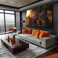 Quadro Decorativo Família Harmônica de Leões Beleza e Sofisticação - quadros decorativos para sala 1 Tela, 1 Tela Horizontal - em ambiente decorado
