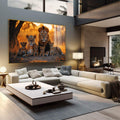 Quadro Decorativo Majestosa Família de Leões - quadros decorativos para sala 1 Tela, 1 Tela Horizontal - em living room premium