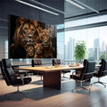 Quadro Decorativo Magnífica Família de Leões - quadros decorativos 1 Tela, 1 Tela Horizontal - em sala moderna