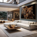 Quadro Decorativo Magnífica Família de Leões - quadros decorativos 1 Tela, 1 Tela Horizontal - em escritorio elegante