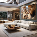 Quadro Decorativo A Simplicidade da Família de Leões Amor e União - quadros decorativos 1 Tela, 1 Tela Horizontal - em escritorio elegante