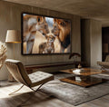 Quadro Decorativo A Simplicidade da Família de Leões Amor e União - quadros decorativos para sala 1 Tela, 1 Tela Horizontal - em ambiente decorado