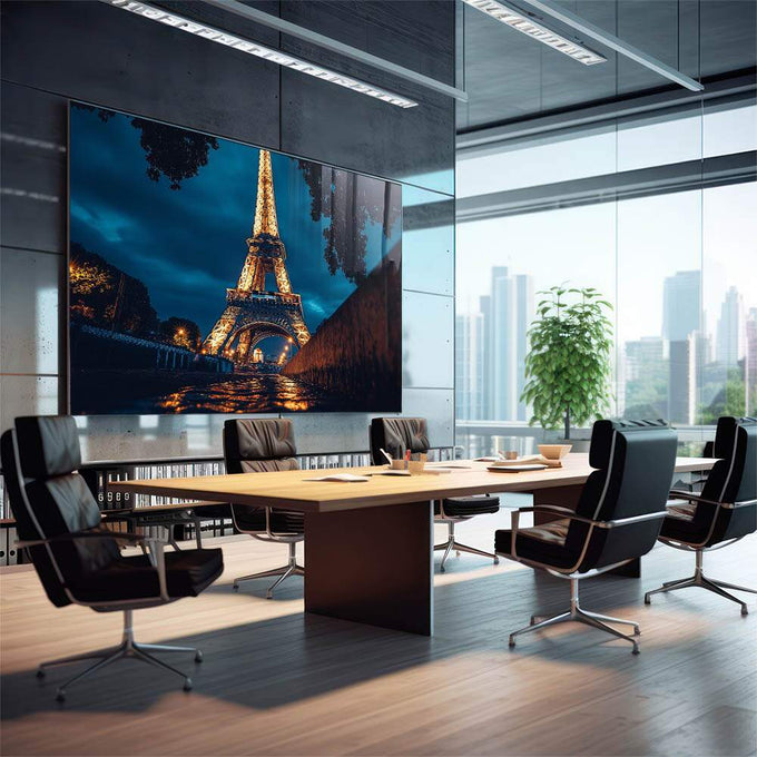 Quadro Decorativo Magnífico da Torre Eiffel Arte Elegante - quadros decorativos 1 Tela, 1 Tela Horizontal - em escritorio elegante