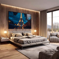 Quadro Decorativo Magnífico da Torre Eiffel Arte Elegante - quadros decorativos para sala 1 Tela, 1 Tela Horizontal - em living room premium