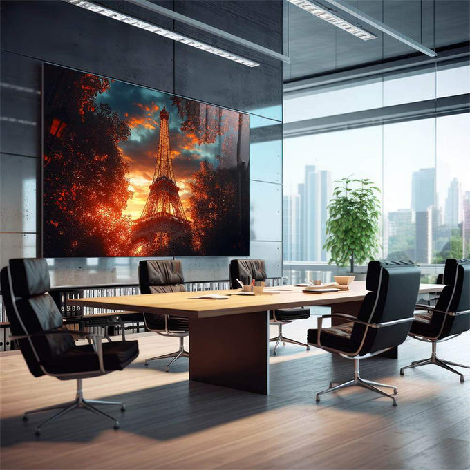 Quadro Decorativo Torre Eiffel ao Amanhecer - quadros decorativos para sala 1 Tela, 1 Tela Horizontal - em quarto contemporaneo