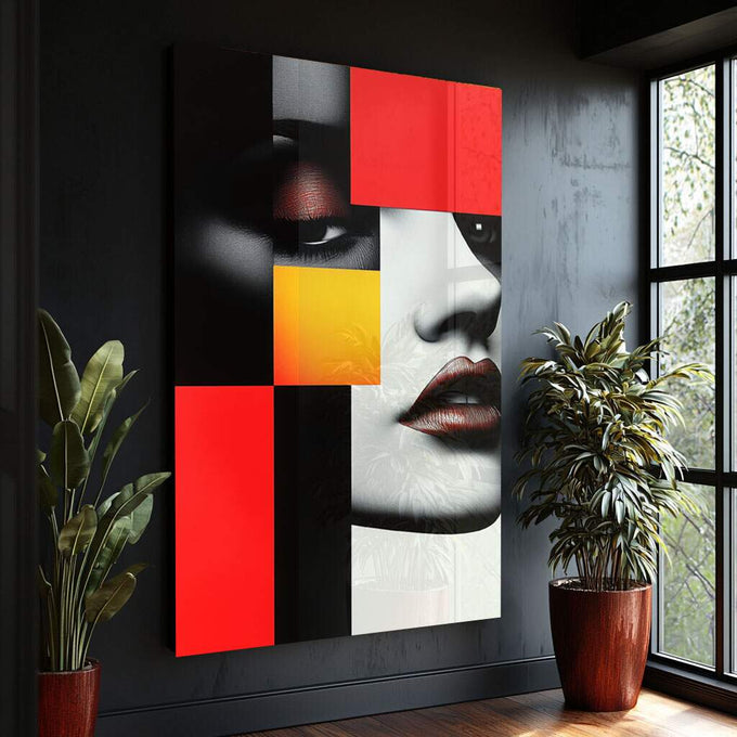 Quadro Decorativo Mulher Minimalista: Elegância que Inspira - quadros decorativos para sala 1 Tela Vertical, 3 Telas - em ambiente decorado