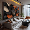 Quadro Decorativo Mulher Arte Inspiradora sobre Tons Escuros - quadros decorativos para sala 1 Tela, 1 Tela Horizontal - em ambiente decorado