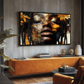 Quadro Decorativo Mulher Detalhes com Flores - quadros decorativos para sala 1 Tela, 1 Tela Horizontal - em ambiente decorado