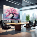 Quadro Decorativo Árvore da Vida com Pétalas Rosas - Arte que Inspira - quadros decorativos para sala 1 Tela, 1 Tela Horizontal - em living room premium