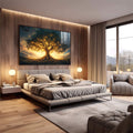 Quadro Decorativo Árvore da Vida sobre o Sol - Arte que Inspira - quadros decorativos 1 Tela, 1 Tela Horizontal - em sala moderna