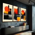 Quadro Decorativo Abstrato Oásis Alaranjado - quadros decorativos para sala 1 Tela Vertical, 3 Telas - em ambiente decorado