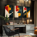 Quadro Decorativo Minimalista Moderno para um Refúgio de Serenidade - quadros decorativos para sala 1 Tela Vertical, 3 Telas - em ambiente decorado