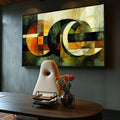 Quadro Decorativo Abstrato Esverdeado - quadros decorativos para sala 1 Tela, 1 Tela Horizontal - em ambiente decorado
