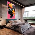 Quadro Decorativo Colorido Mulher Abstrato - quadros decorativos para sala 1 Tela Vertical, 3 Telas - em living room premium