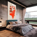 Quadro Decorativo Artístico da Mulher Alaranjada - quadros decorativos para sala 1 Tela Vertical, 3 Telas - em living room premium
