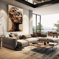 Quadro Decorativo Mulher em Tons Marrons - quadros decorativos 1 Tela Vertical, 3 Telas - em sala moderna