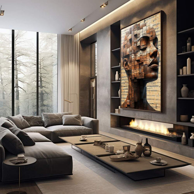 Quadro Decorativo Mulher em Tons Marrons - quadros decorativos para sala 1 Tela Vertical, 3 Telas - em quarto contemporaneo