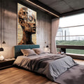Quadro Decorativo Mulher em Tons Marrons - quadros decorativos 1 Tela Vertical, 3 Telas - em escritorio elegante