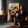 Quadro Decorativo Mulher em Tons Marrons - quadros decorativos para sala 1 Tela Vertical, 3 Telas - em living room premium