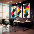 Quadro Decorativo Minimalista Moderno: A Magia da Aquarela - quadros decorativos para sala 1 Tela Vertical, 3 Telas - em quarto contemporaneo