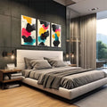 Quadro Decorativo Minimalista Moderno: A Magia da Aquarela - quadros decorativos para sala 1 Tela Vertical, 3 Telas - em living room premium