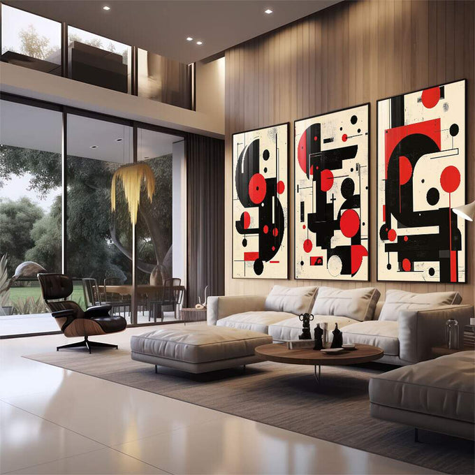Quadro Decorativo Minimalista Moderno - quadros decorativos 1 Tela Vertical, 3 Telas - em escritorio elegante