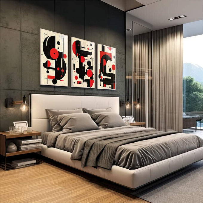 Quadro Decorativo Minimalista Moderno - quadros decorativos 1 Tela Vertical, 3 Telas - em sala moderna