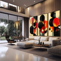 Quadro Decorativo Abstrato em Tons Quentes - quadros decorativos para sala 1 Tela Vertical, 3 Telas - em quarto contemporaneo
