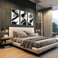 Quadro Decorativo Minimalista Abstrato Preto e Branco - quadros decorativos para sala 1 Tela Vertical, 3 Telas - em living room premium