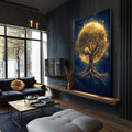 Quadro Decorativo Árvore da Vida - A Beleza da Natureza - quadros decorativos para sala 1 Tela Vertical, 3 Telas - em ambiente decorado