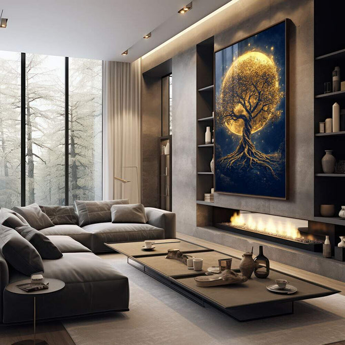Quadro Decorativo Árvore da Vida - A Beleza da Natureza - quadros decorativos para sala 1 Tela Vertical, 3 Telas - em quarto contemporaneo