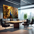 Quadro Decorativo Pavão Beleza e Estilo para Seu Espaço - quadros decorativos 1 Tela, 1 Tela Horizontal - em sala moderna