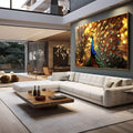 Quadro Decorativo Pavão Beleza e Estilo para Seu Espaço - quadros decorativos 1 Tela, 1 Tela Horizontal - em escritorio elegante