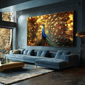 Quadro Decorativo Pavão Beleza e Estilo para Seu Espaço - quadros decorativos para sala 1 Tela, 1 Tela Horizontal - em ambiente decorado