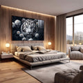 Quadro Decorativo Animal - Tigre Branco - quadros decorativos para sala 1 Tela, 1 Tela Horizontal - em quarto contemporaneo