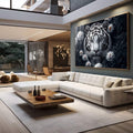 Quadro Decorativo Animal - Tigre Branco - quadros decorativos 1 Tela, 1 Tela Horizontal - em escritorio elegante